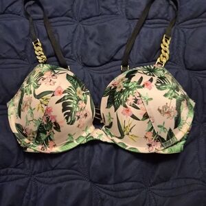 Victoria's Secret Tropical Floral Push Up Bra - Pink and Green